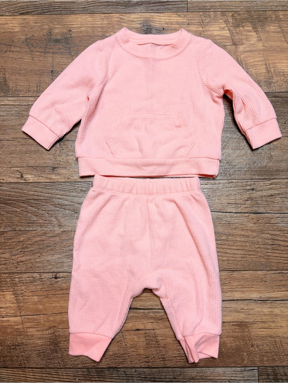 Cat & Jack Pink Thermal Ribbed Top & Bottom Set